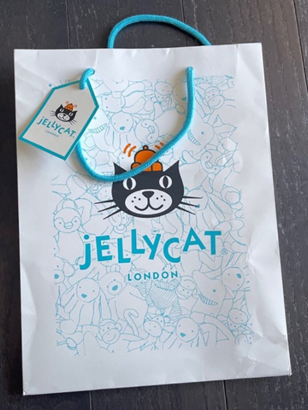 Jellycat shopping bag tote bag blue white limited edition set of 2 - Picture 3 of 6